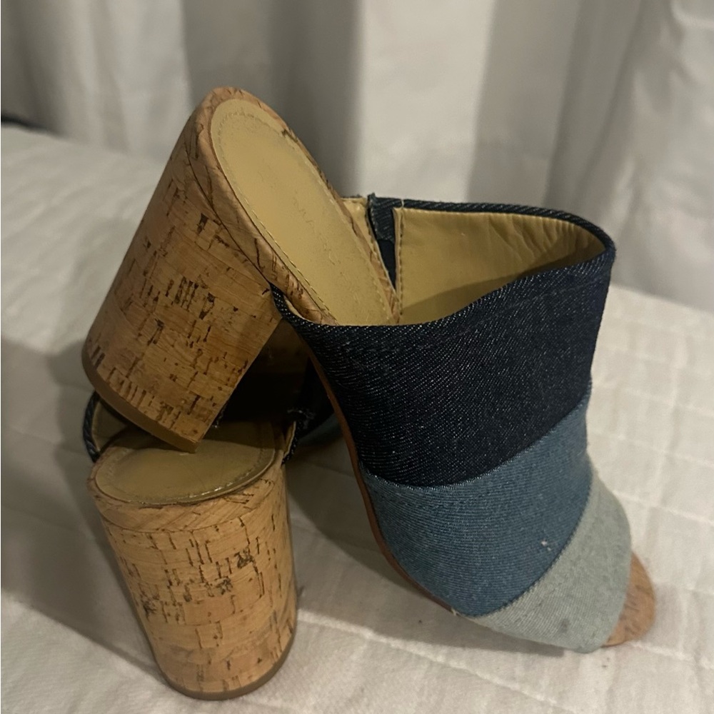 Used Marc Fisher dress denim sandals.